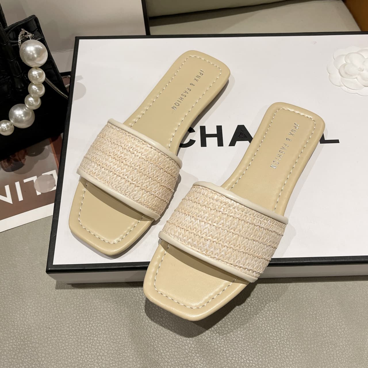 Flat Woven Sandals Women Summer Retro Beach Slide Sandals