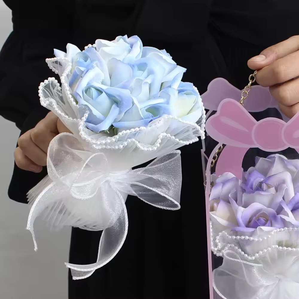 Artificial Eternal Flower Soap Flower Butterfly Knot Gift Box Valentine's Day Gift for Girlfriend Souvenir Finished Rose Bouquet