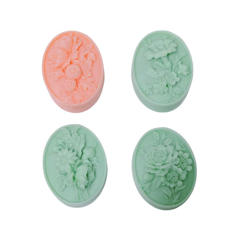 Oval Silicone Soap Mold, Embossed Floral Aromatherapy Candle Cold Process Soap Mold, DIY Scented Plaster Home Decoration