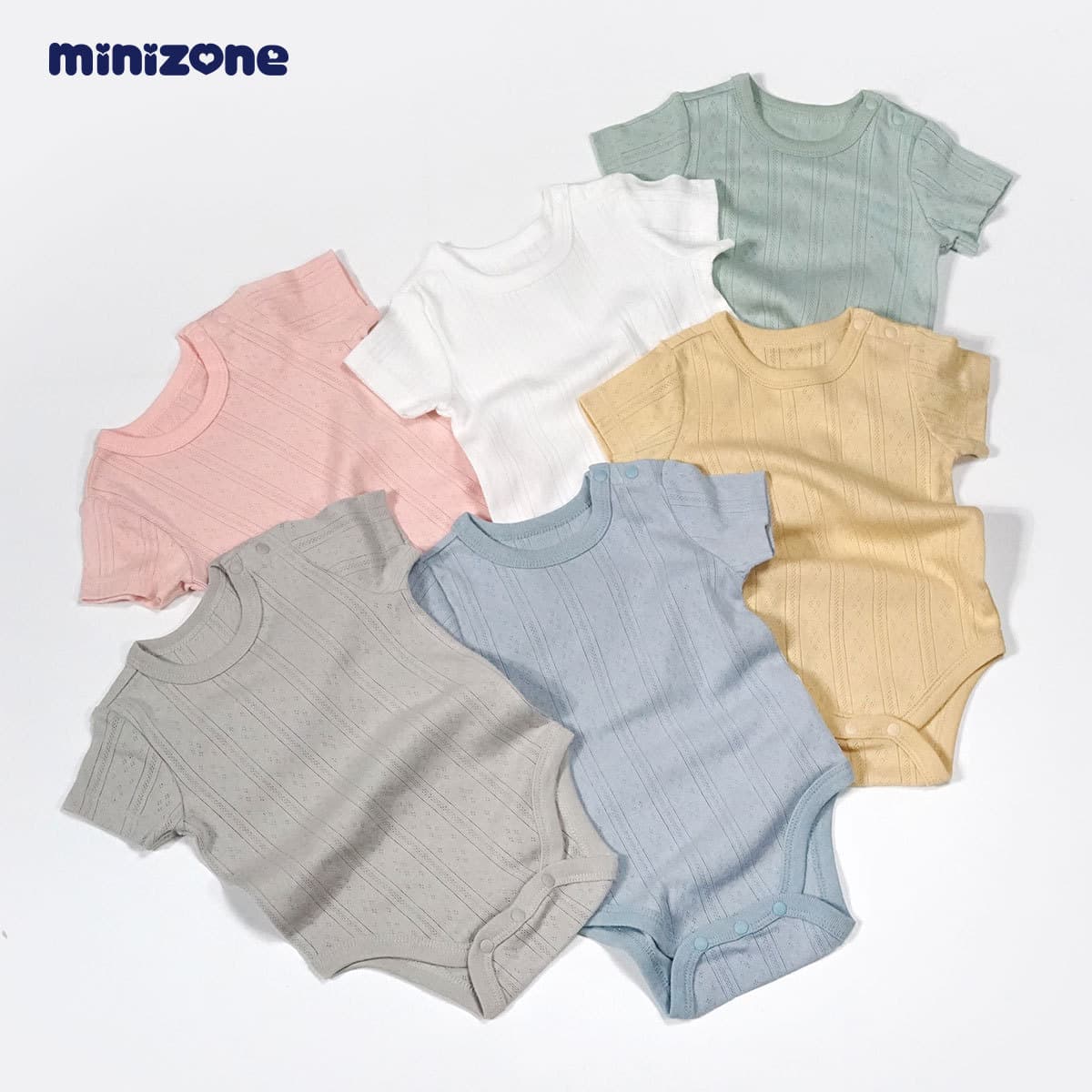 Minizone Baby Short Sleeve Onesie Summer New Bodysuit Cotton Triangle Romper Thin Crawler