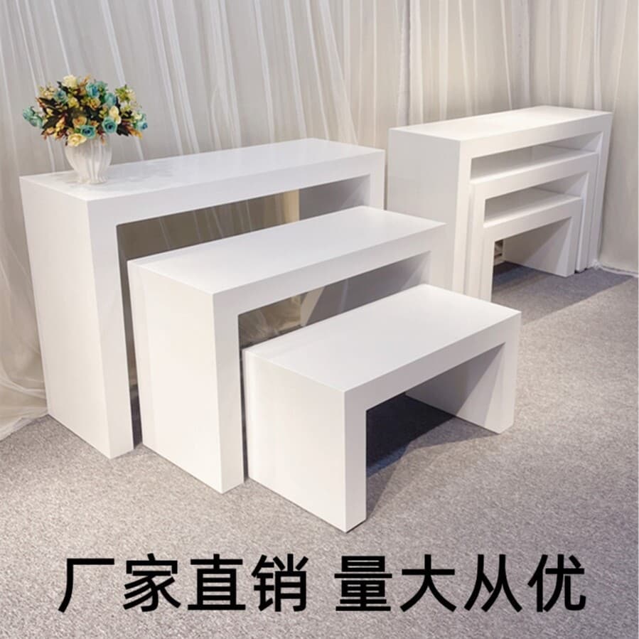 Wooden Lacquered Display Table, Exhibition Center Island Display Stand, Showcase, Product Display Cabinet