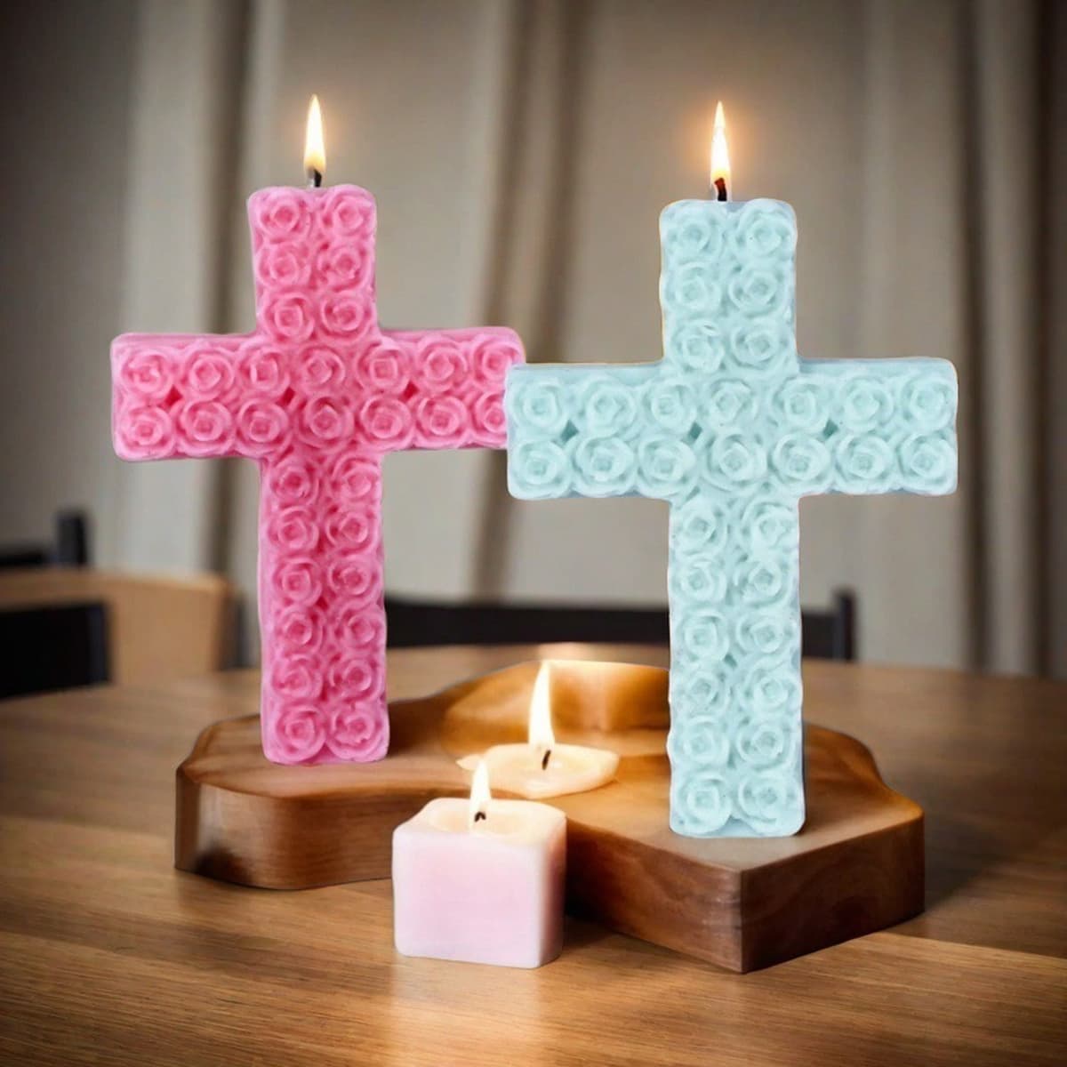 Rose Cross Aromatherapy Candle Mold DIY Silicone Chocolate Mold Crystal Resin Diffuser Plaster Ornament
