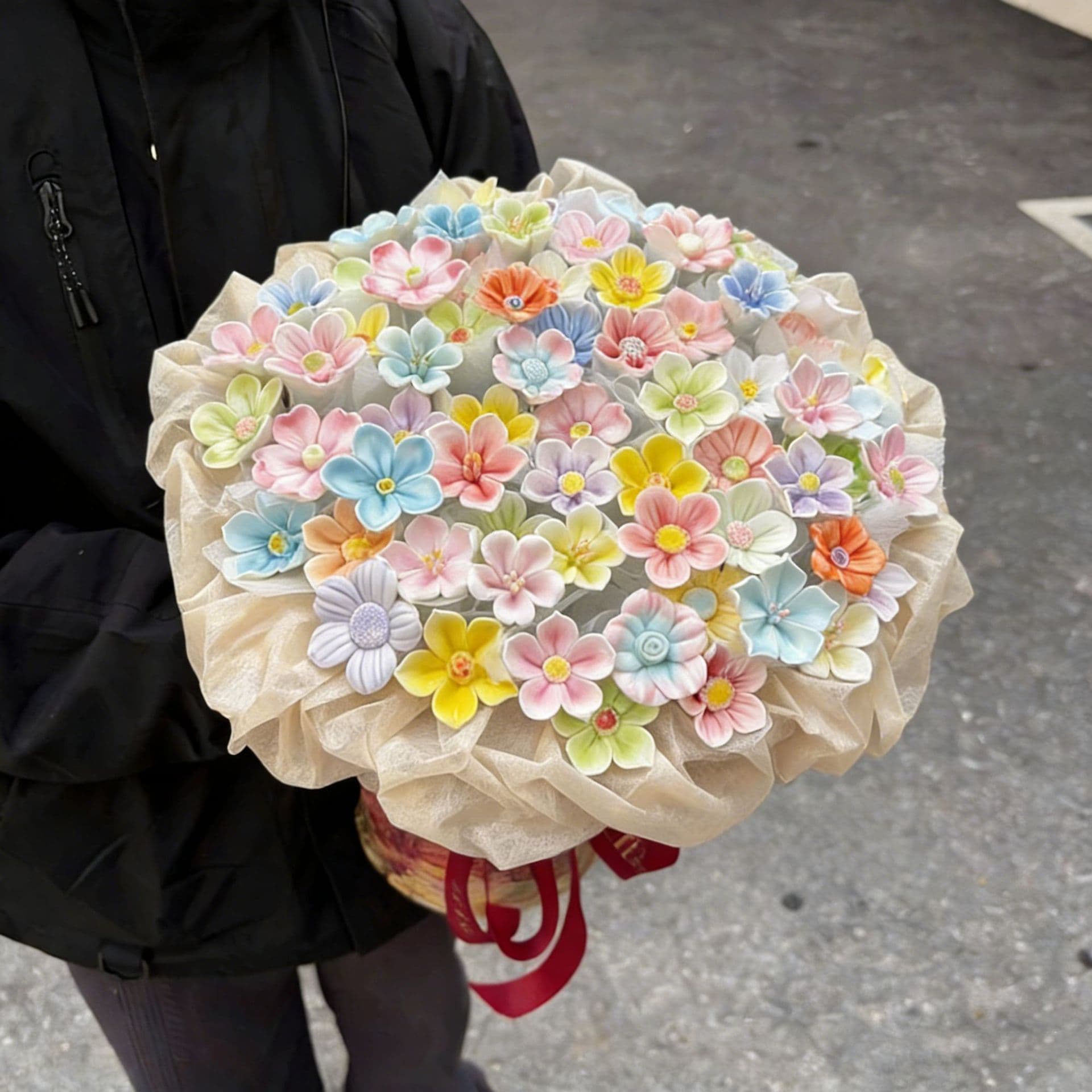 Jingdezhen Ceramic Flowers Handmade High Temperature Fired Simulation Flowers Home Decoration