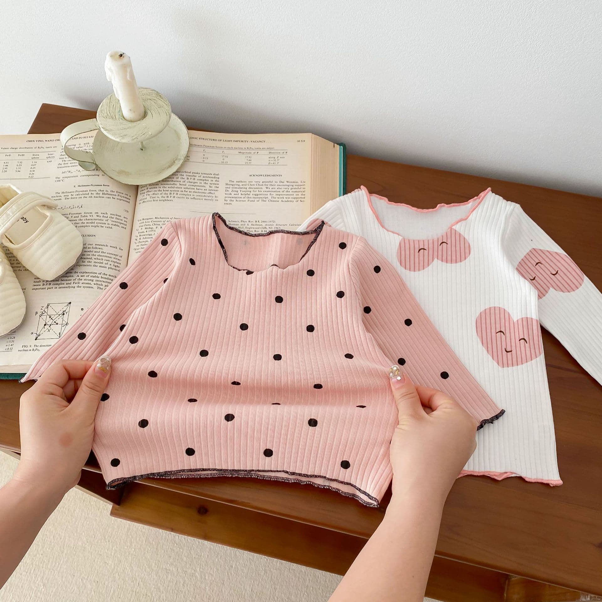 2025 New Baby Girl Cute Long Sleeve Printed Love Dot Home Clothes Girls Two-Piece Set