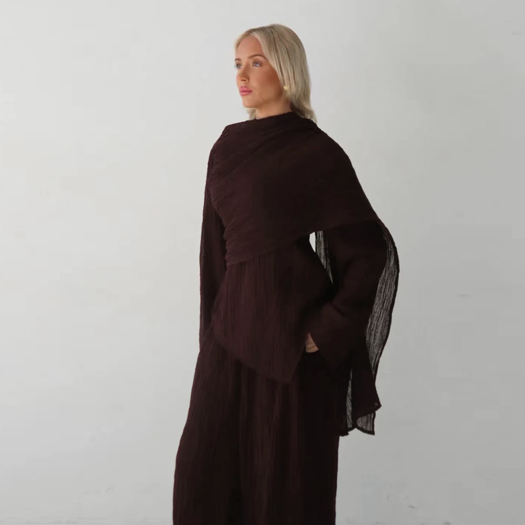 2025Loriya Aliexpress Amazon Turkey Solid Color Buttoned Cardigan Pants Two-Piece Set Lr1034