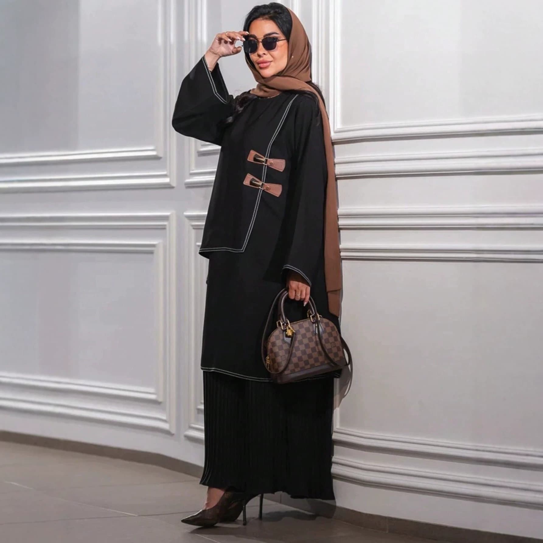 LN215 2026 Summer New Cross-border E-commerce Pullover Hem Pleated Long Skirt with Leather Button Solid Color Dress