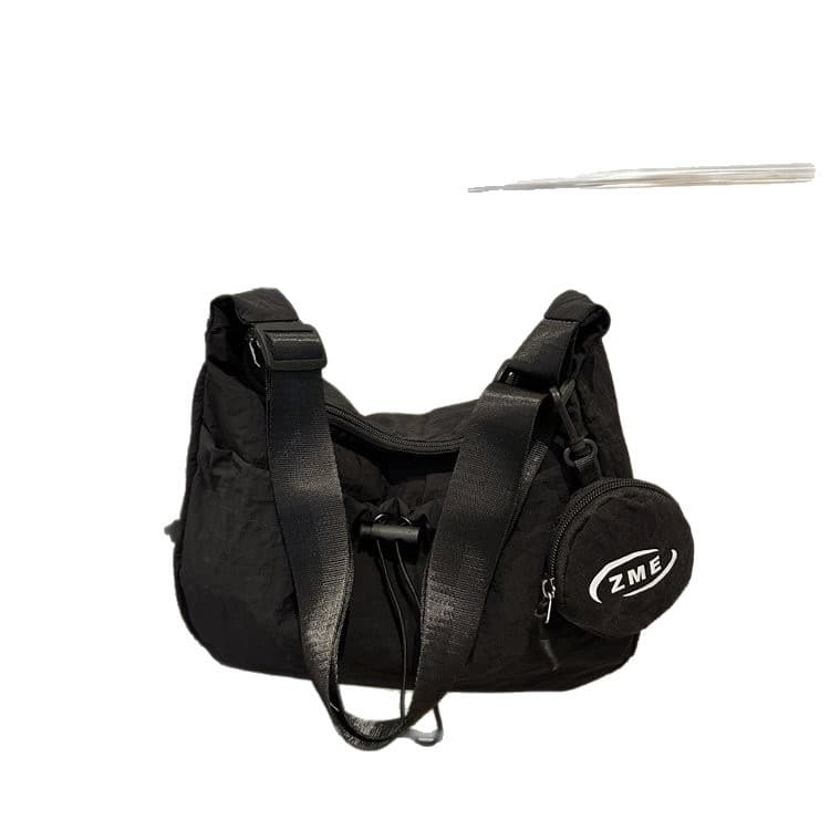 Shoulder Tote Bag 2025 Summer Nylon Zipper Fashion Women Backpack Casual Solid Drawstring Bag