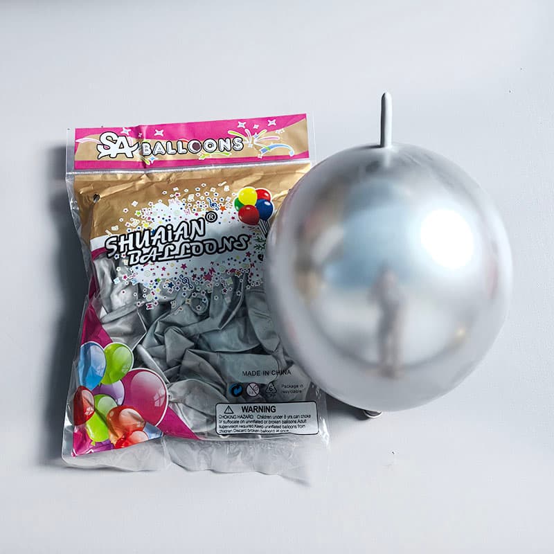 Heavy Metallic 5 10 18 inch Chrome Metallic Silver Uniform Color Irregular Shape Balloon Chain Decoration