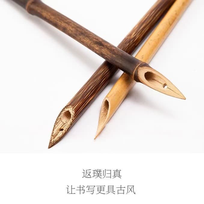 Manufacturer Wholesale Handmade Bamboo Dip Pens for Xizang Calligraphy, Bamboo Ink Dip Pens with Left and Right Slanted Flat Tips, Dip Pen