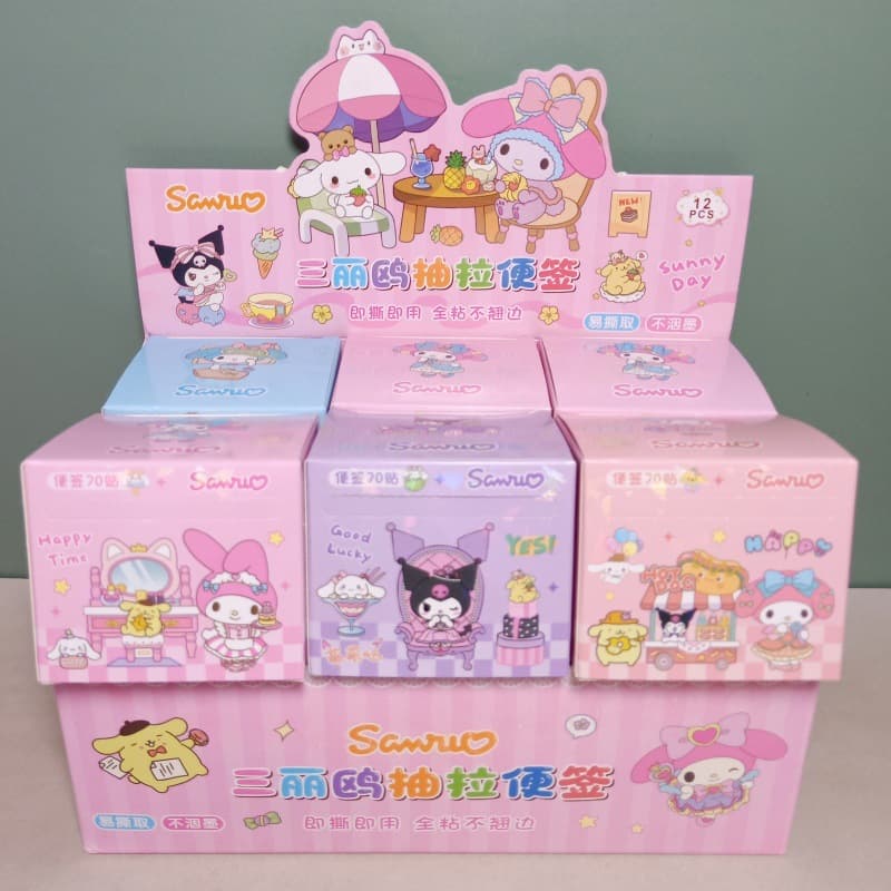 Export Sanrio Kuromi Pull-Out Sticky Note Melody Tearable Sticker Student N Times Note Sticker Paper Wholesale