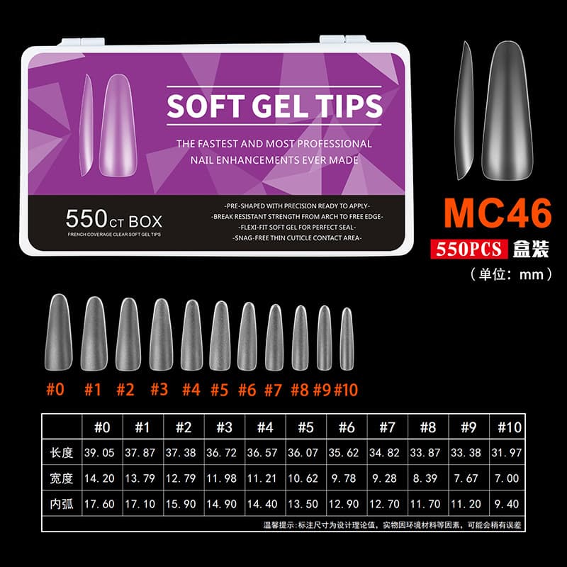 Frosted Traceless Manicure Nails with Scale, Diamond-Shaped Diamond Duckbill Fake Nails with Positioning Auxiliary Lines, 550 Pieces