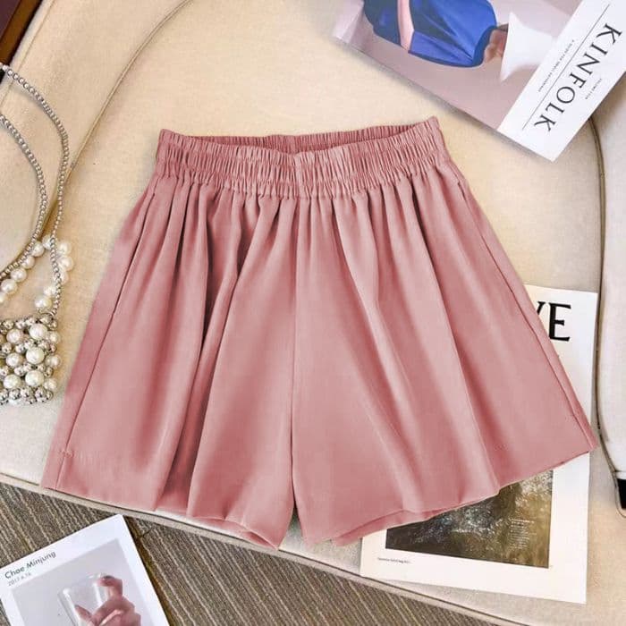 Cross-Border High-Waisted Wide-Leg Three-Quarter Pants for Women 2025 Summer New Style Petite Casual Versatile Slimming Simple Shorts
