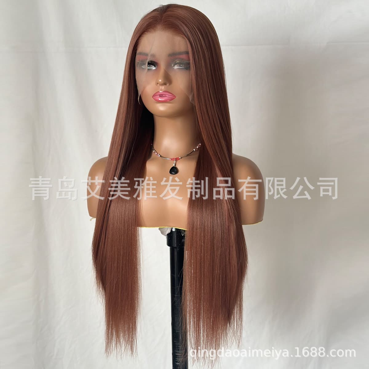 Front Lace Wig Long Straight Hair Brown Heat Resistant Synthetic Fiber Full Wig Universal Wig Factory Stock Drop Shipping
