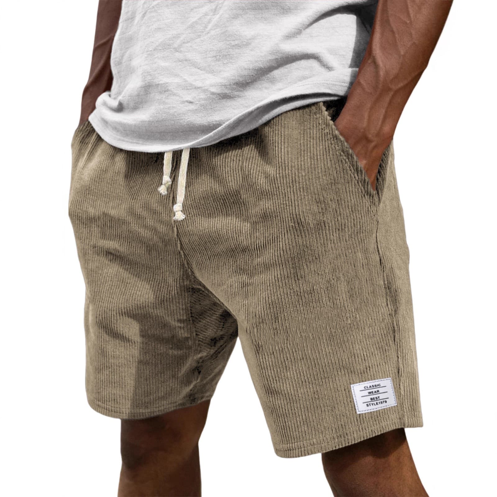 2026 Amazon Cross-Border New Style Slim-Fit Corduroy Pocket Trendy Wide-Leg Casual Men's Shorts