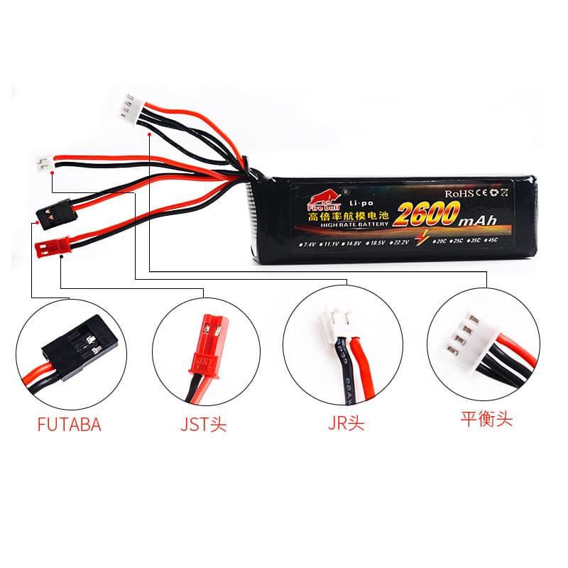 RC Transmitter LiPo Battery 11.1V 2600mAh 8C for Radiolink AT9 T8FB MC6