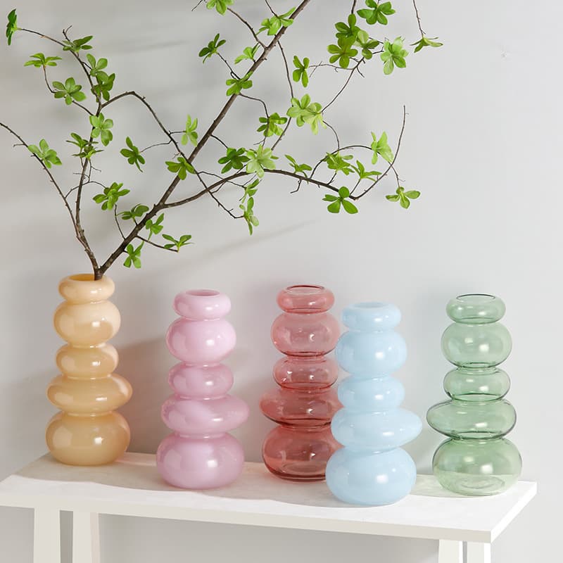 High-End Luxury Pebble Glass Vase for Fresh Flowers, Flower Arrangement Vessel for Living Room, Dining Table, Coffee Table, Tv Cabinet Decoration
