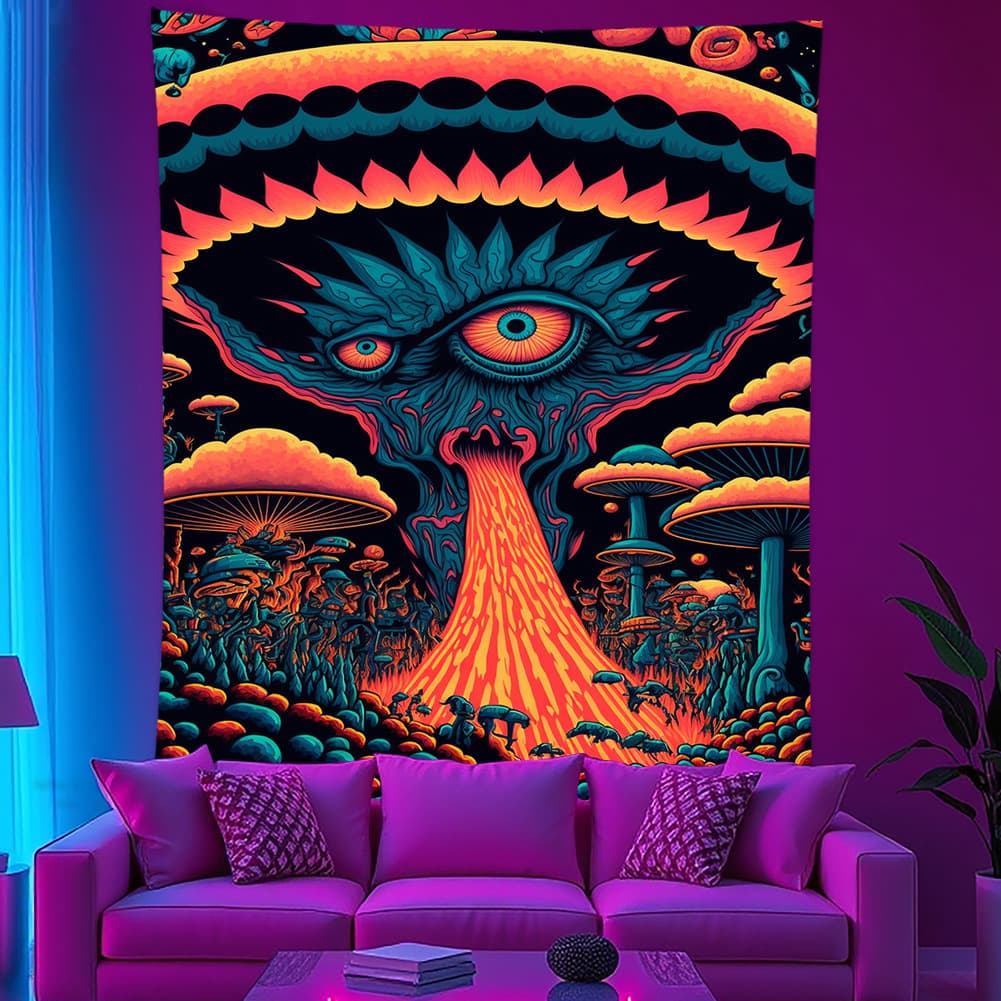 Cross-border atmosphere sense tapestry fluorescent UV printing luminous tapestry bedroom decoration hanging cloth background cloth