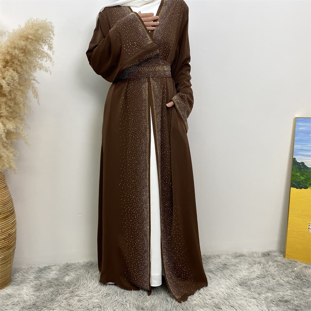 Cross-Border Fashion AliExpress eBay Amazon Hot Selling Rhinestone Tie Front Cardigan with Pockets 2010