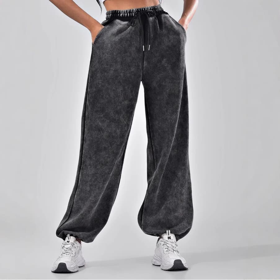 Men's Cross-Border Washed Distressed Casual Sweatpants 2025 Snowflake High-Waisted Versatile Sports Pants Loose Trendy Brand Pants