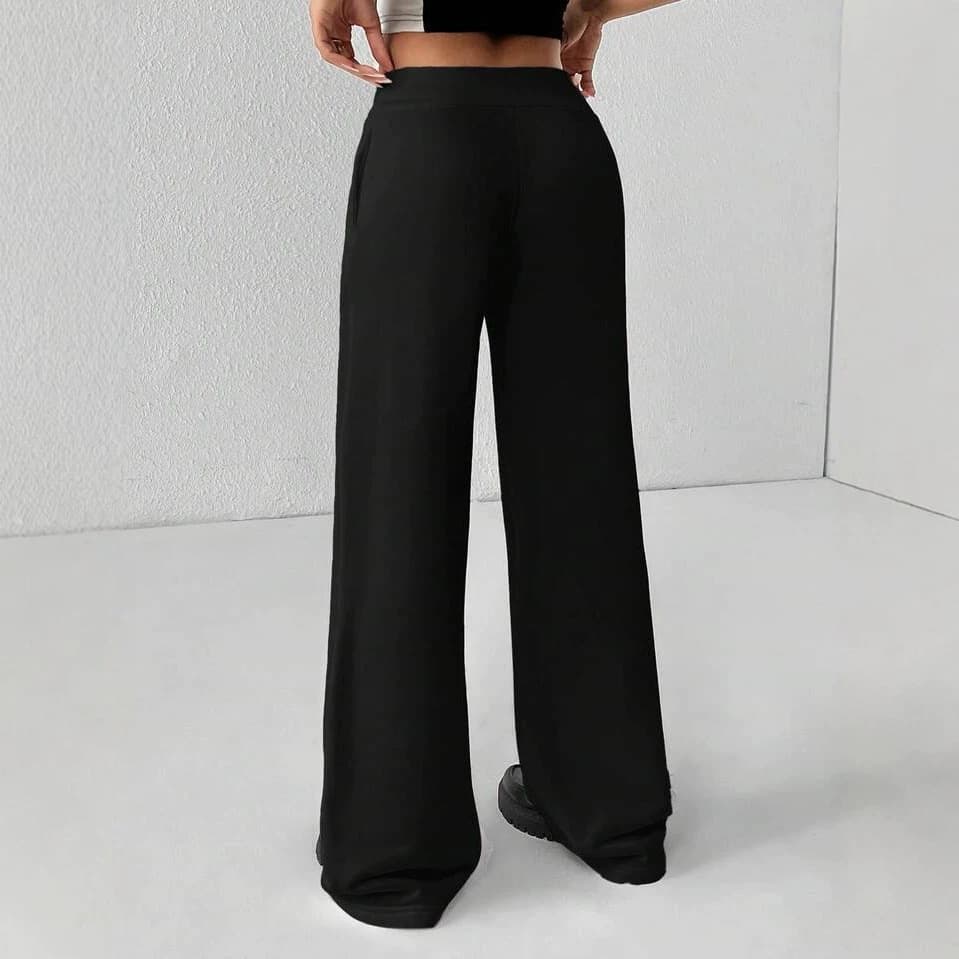 Shein Petite Comfortable Casual Solid Color Knitted Low-Waist Wide-Leg Women's European and American Style Loose Sweatpants