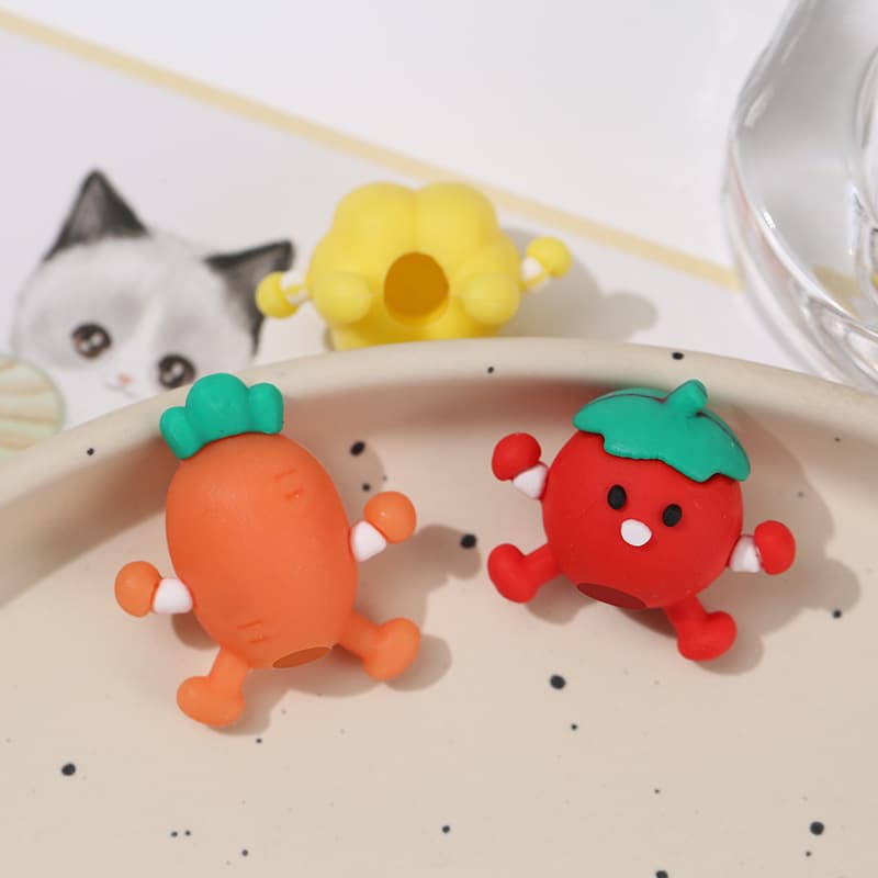 Cartoon Carrot Tomato Doll Pvc Soft Rubber Pen Tip Pencil Protective Cover Primary School Student Stationery Decoration Wholesale