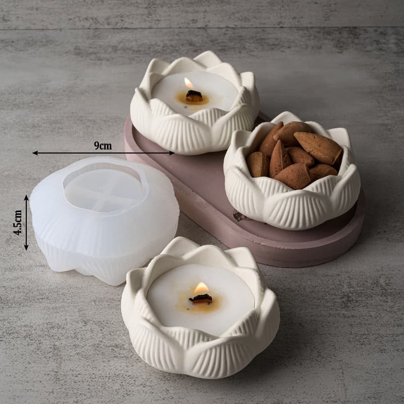 Sweet 3D Lotus Storage Box Silicone Mold DIY Candle Jar Ashtray Plaster Resin Making