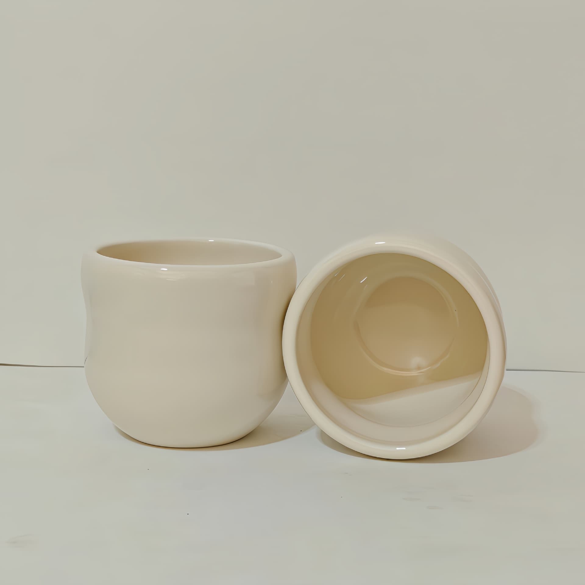 Cream White Gourd-Shaped Cup, Adorable Handheld Coffee Cup, Creative Ceramic Cup, High-Aesthetic Breakfast Cup, Tea Cup