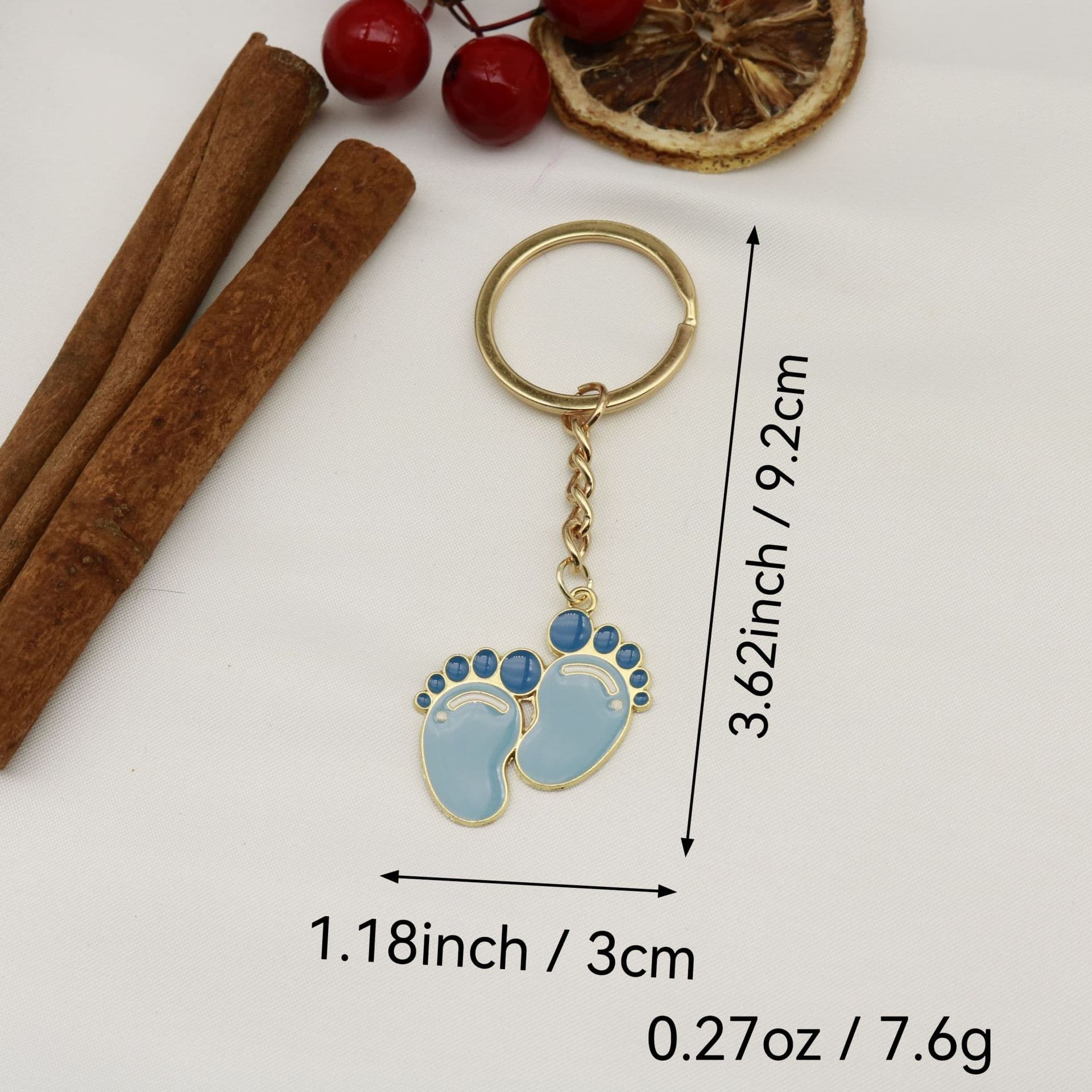 Cute Alloy Oil Drop Keychain Baby Footprint Pendant Couple Bag Accessory Amazon Bestseller