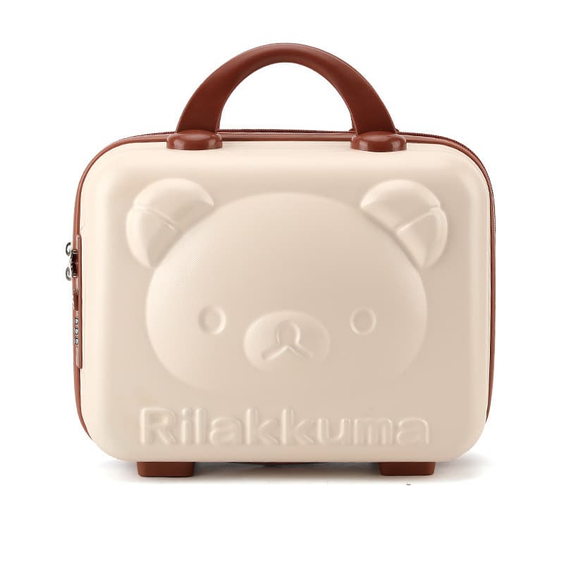 14-inch trendy bear-shaped portable makeup case with zipper and combination lock, directly supplied by the manufacturer.