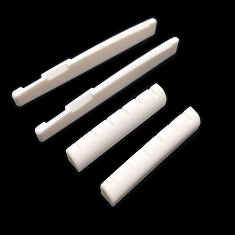 Guitar Nut and Saddle ABS Plastic Nut and Bridge Set for Acoustic Guitar Upper and Lower Nut Plastic Bridge Saddle