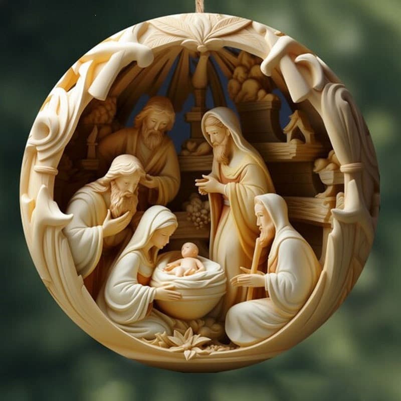 Nativity Pendant Car Hanging Ornament Christmas Visual Acrylic New Product Blessing Cross-Border Car-Mounted 3D Retro