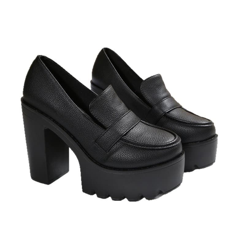 Cross-border Export Large Size Women's Shoes 2025 Spring Autumn New Deep Mouth Petite Thick Sole High Heel Shoes for Women