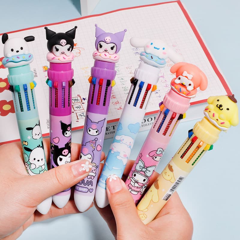 High Appearance Student 10-Color Pen Black Kuromi Gel Pen Ins Children Reward Cute Stationery Quick-Drying Pen
