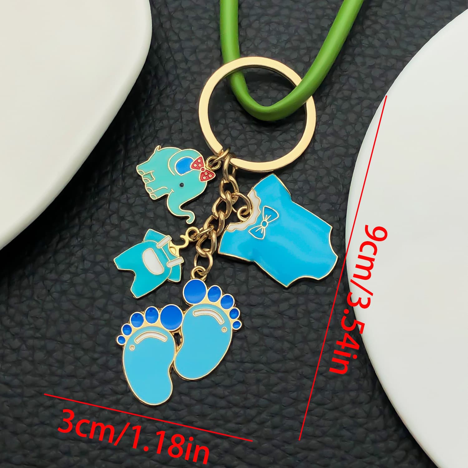 Oil-drip Pink Cute Baby Footprint Bottle Clothes Elephant Keychain DIY Backpack Decoration Pendant