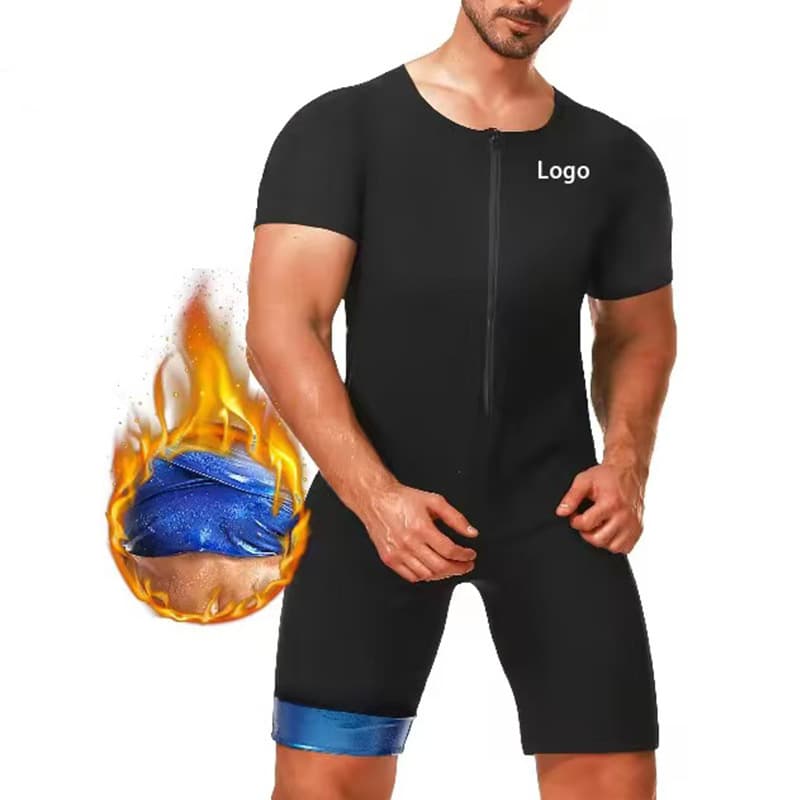 Men's sauna suit, waist trainer, abdominal shaping underwear, corset, exercise short-sleeved bodysuit