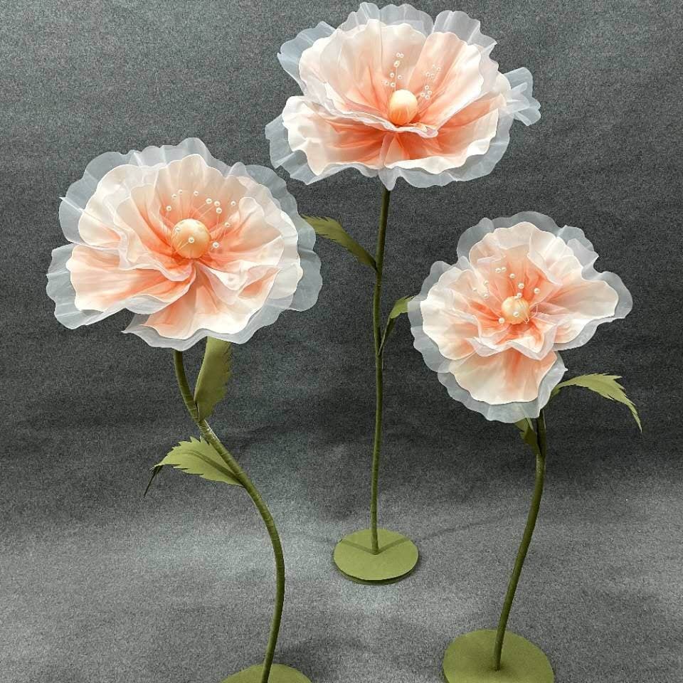 Large artificial flowers, EVA and gauze, poppies, hotel and shopping mall event decorations, scene setting props, fake flowers
