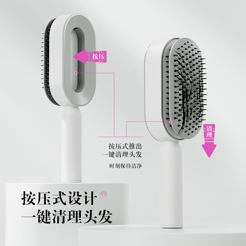 Upgraded Press Clean Design Cushion Comb for Women Long Hair Massage Comb