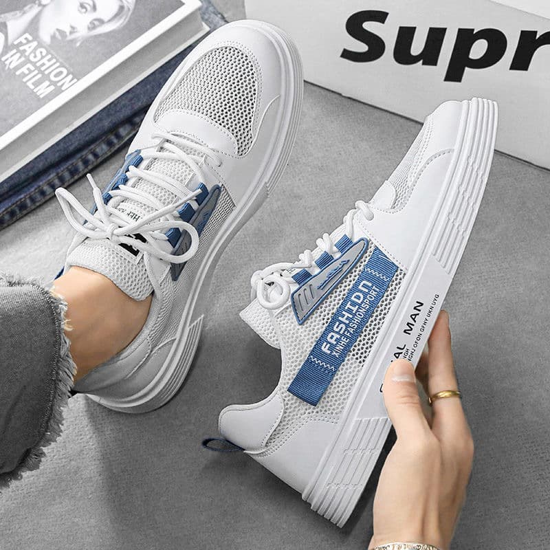 Men's white sneakers, summer 2024 new style, breathable, trendy, versatile mesh shoes, youth ins sports shoes.