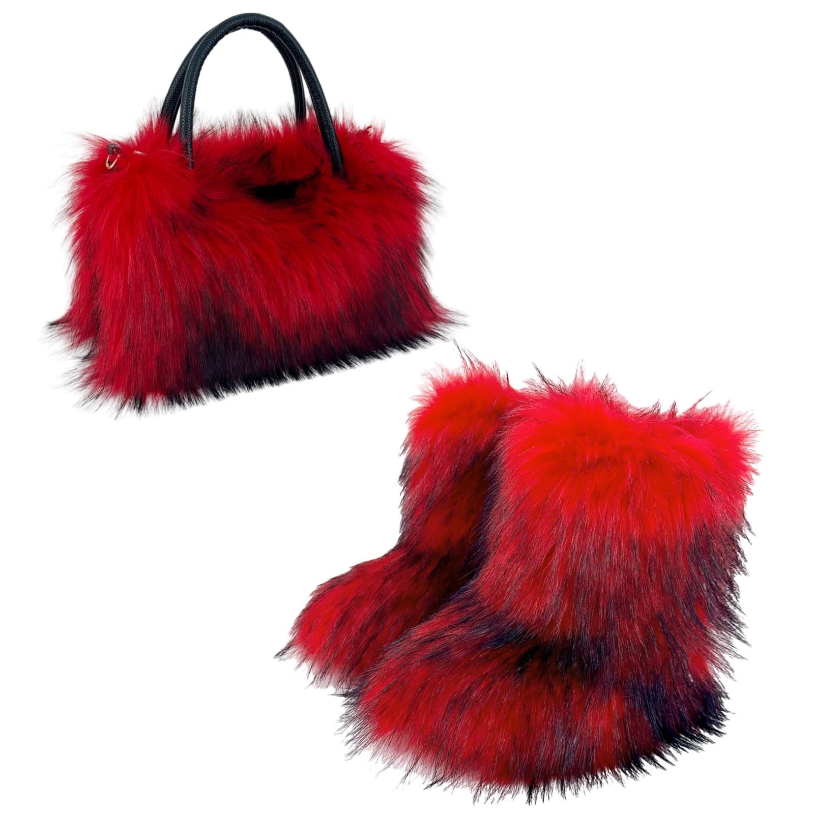 Fur Handbag 2025 New High-Quality Raccoon Fur Tote Bag Matching Fur Snow Boots