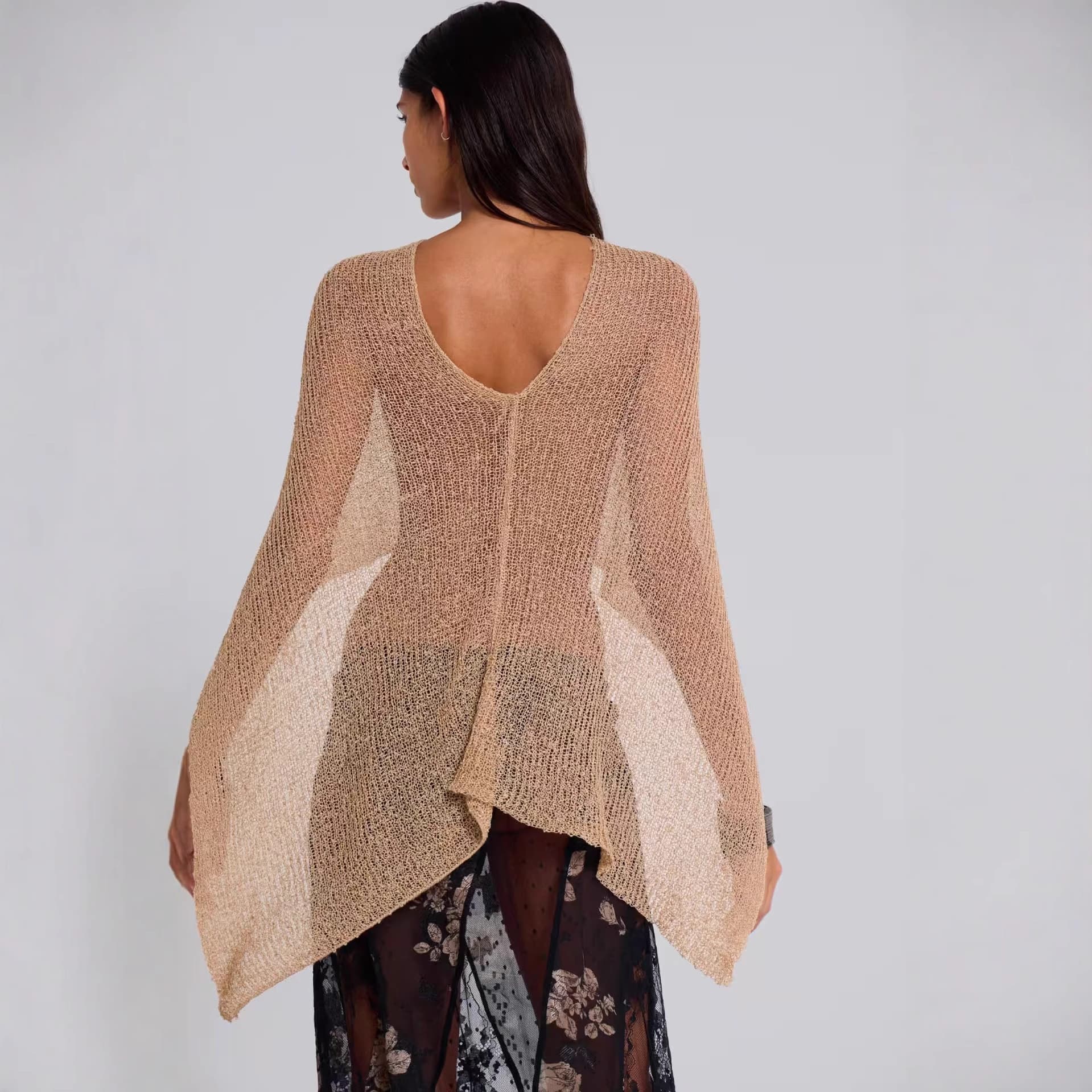 Spicy Girl Shawl One-Piece Multi-Way Knit Cape Shawl Vacation Style European and American Fashion Shawl Women's Clothing