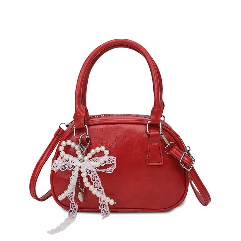 New niche design 2025 Korean style fashionable textured handbag bowling bag for women, versatile single shoulder crossbody bag.