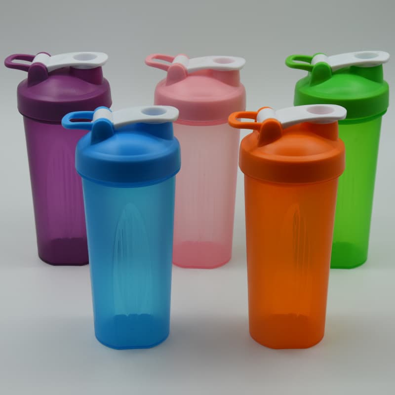 Upgraded Thickened 600ML Sports Fitness Protein Shaker Cup Handle Transparent Plastic Water Bottle
