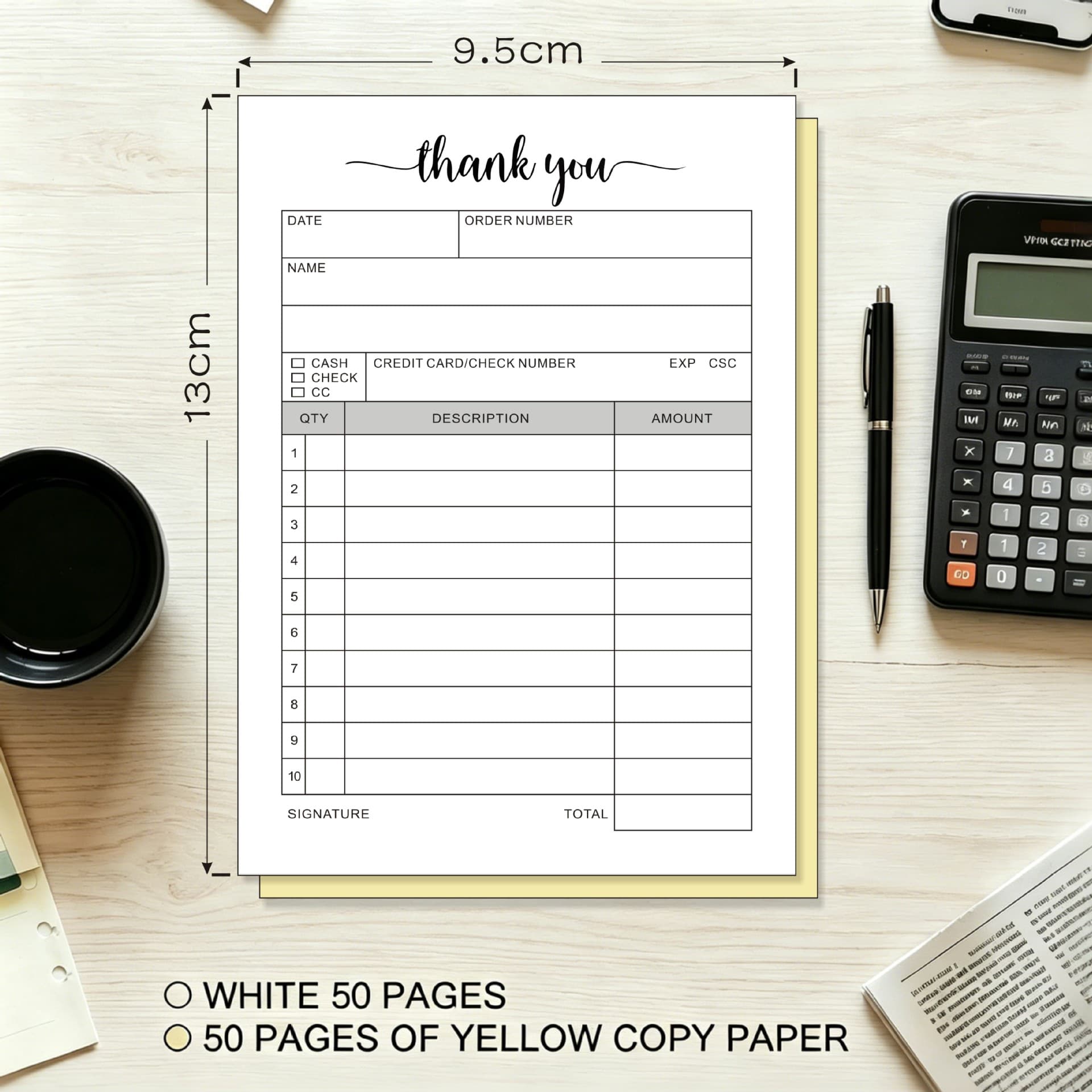 Factory Wholesale A5 14.5cm*21cm Order Form Two-Part Receipt Export-Style Carbonless Order Sheet