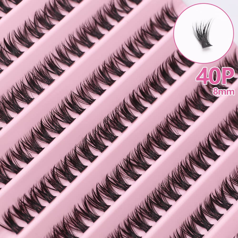 Self-Grafting Large-Capacity 10 Rows of 40D Hot-Melt Hair Segmented False Eyelashes Thick and Fluffy European and American Single-Cluster False Eyelashes