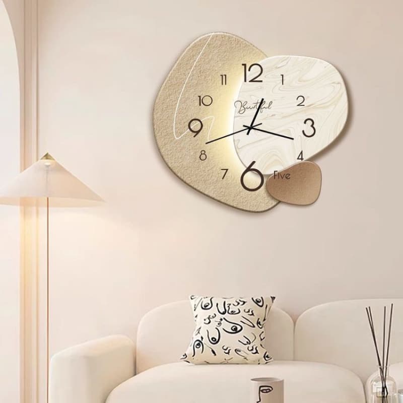 Nordic minimalist home decorative clock, no-drill wall clock, living room silent wall clock creative design