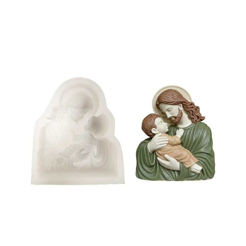 Father Holding a Little Boy European-Style Scented Candle Silicone Mold DIY European-Style Character Resin Plaster Ornament Mold