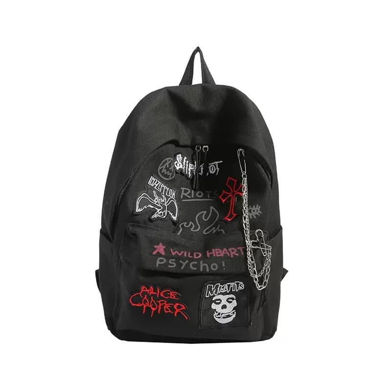 American Retro Ins Double Shoulder Bag for Women, Niche Design Cartoon Embroidery Student Large Capacity Versatile Backpack