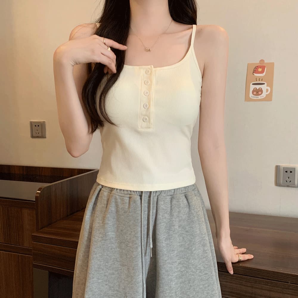 Pure Desire Button Suspender Vest with Chest Pad Beautiful Back Underwear Women's No Steel Ring Fixed Cup Threaded Branding Sleeveless Top