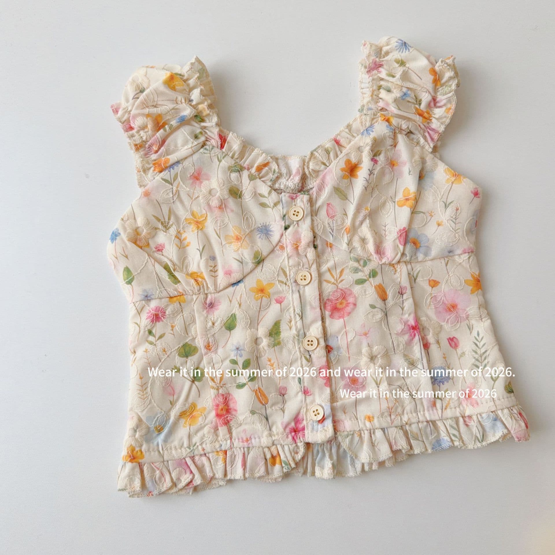 Floral Print Camisole Top 2026 Summer New Korean Style Sweet Slim Fit