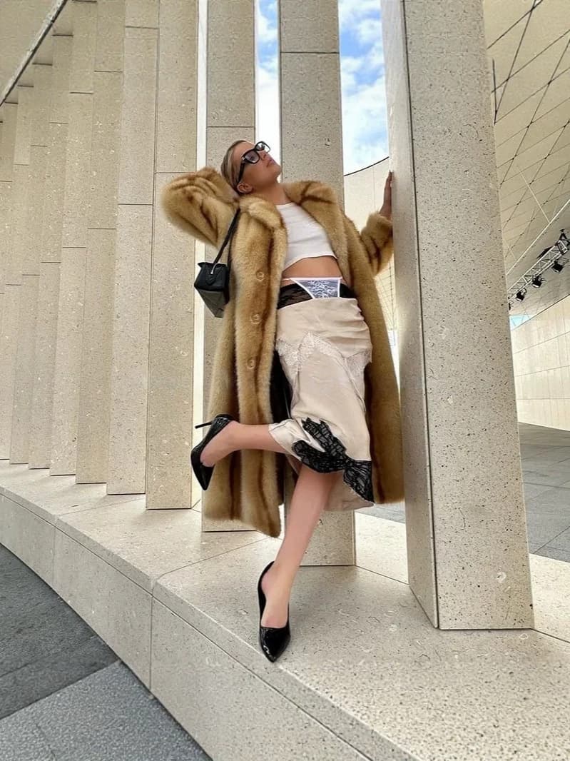 Jennifer's European and American cross-border Amazon wholesale autumn and winter new long faux fur coat for women, color-blocked outerwear